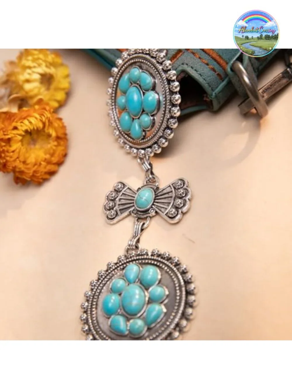Turquoise Western Concho Chain Belt Adjustable Metal Boho Body